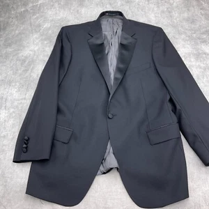 Hart Schaffner Marx Tuxedo Jacket Men 40-42 Black Satin Formal Classic USA VTG - Picture 1 of 12