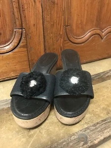 Coach Damen-Sandalen hoher Absatz Keilabsatz Plateau schwarz Slipper 10 B Italien - Bild 1 von 6