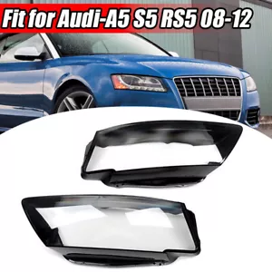 Pair Headlight Clear Lens Replace Cover Assemblies For Audi A5 S5 RS5 2008-2012 - Bild 1 von 9