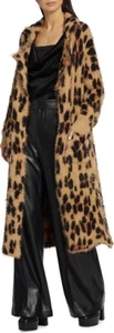 SIMON MILLER Maud Gepard Leopard Animal Print Kunstfell Long Pullover Cardigan M - Bild 1 von 3