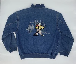 Vintage Embroidered Looney Tunes Sylvester and Tweety Denim Jacket Women Medium - Picture 1 of 11