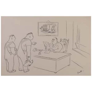 Garth Williams / Original unveröffentlichter New Yorker Cartoon Die Männer nicht signiert - Bild 1 von 2