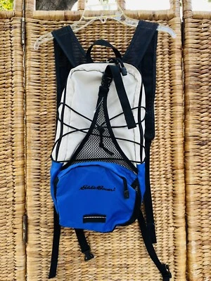 Mochila de hidratação Eddie Bauer bege azul serve para 3 litros bexiga caminhadas ciclismo - Imagem 1 de 4