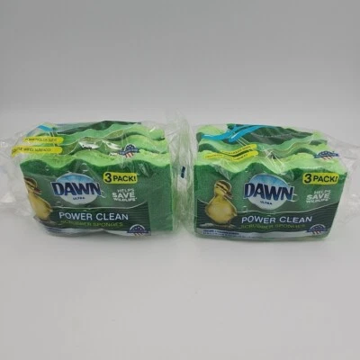 Paquete de 3 esponjas fregadoras Dawn Power Clean lote de 2 (6 esponjas) Foto 1 de 4