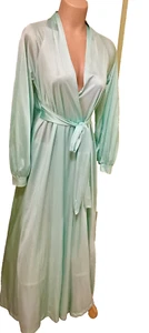 VTG Olga Nightgown Robe Nylon Long Peignoir baby green S - Picture 1 of 8