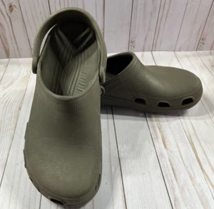 Crocs size 11 clog shoes solid brown khaki no holes - Picture 1 of 6