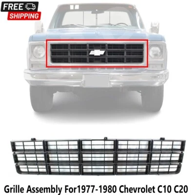 Grille Assembly Compatible With 1977-1980 Chevrolet C10 C20 Dark Silver - Image 1 of 4