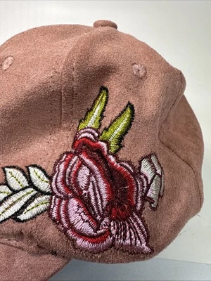 Mudd Ladies Baseball Cap Flower Rose  Embroidered Dusty Pink - Image 1 of 4