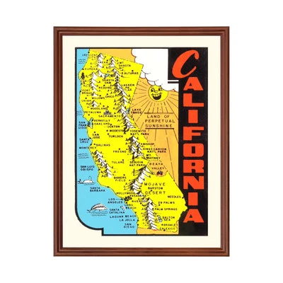Old Map of California 1950 - Vintage California Art - Image 1 of 4