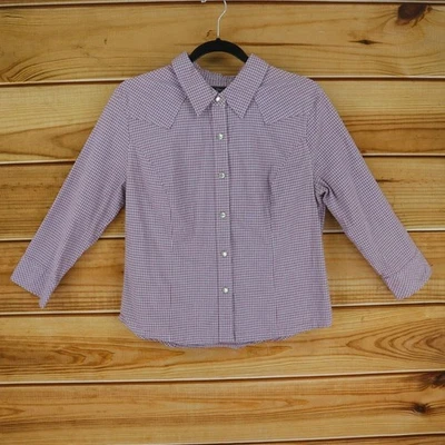 Camisa Route 66 manga larga con botones a presión niños talla L roja a cuadros algodón elástico Foto 1 de 4