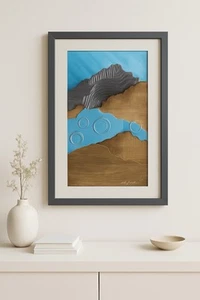 Arte multimedia enmarcado original de M. Kjolseth - Paisaje abstracto - Estudio Somerset. - Imagen 1 de 13