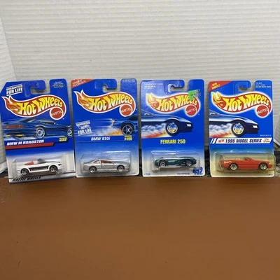 New Lot of 4 1990’s Hot Wheels BMW Roadster, 850i #498 Ferrari 250, Mercedes SL - Image 1 of 4