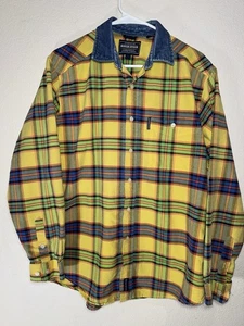 Panhandle Slim Rough Stock Shirt Mens L Yellow Plaid Western Dress Button Down - Picture 1 of 5