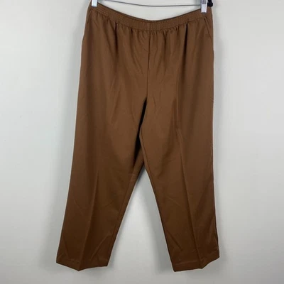 Alfred Dunner Pull On Pants Size 16 Short Brown Classic Straight Leg - Image 1 of 4