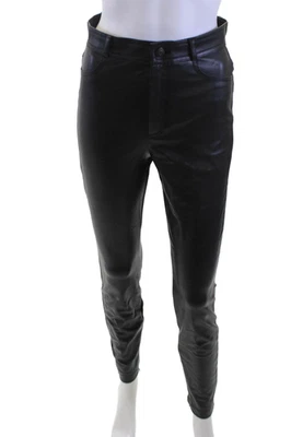 Zara Women Black Biker Jegging Pants Button Closure Size S - Image 1 of 4
