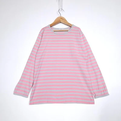Vintage Marimekko Striped Shirt Ringer Pink/Gray made in Finland Women size M - Image 1 of 4