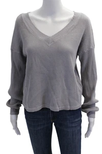 Red Haute Women's V-Neck Long Sleeves Pullover Over Sweater Gray Size M - Picture 1 of 5