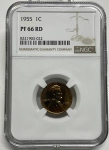 1955 Lincoln Wheat Cent / Penny 1c NGC PF 66 RD Proof Red - Picture 1 of 5