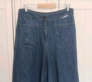 Poesia Denim Culottes UK12 Blu Canapa Cotone - Foto 1 di 17