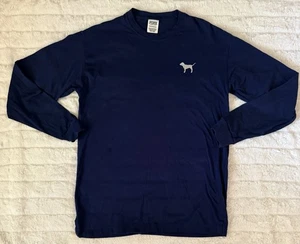 Camicia manica lunga Victoria’s Secret ROSA blu navy argento glitter logo cane XS - Foto 1 di 6