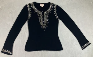 Top para mujer Central Park West talla PM seda cachemir lentejuelas cuentas imitación diamantes Y2K - Imagen 1 de 12