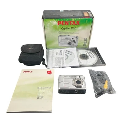 Vintage Pentax Optio E20 6MP Digital Camera with Original Box & Guides TESTED - Image 1 of 4