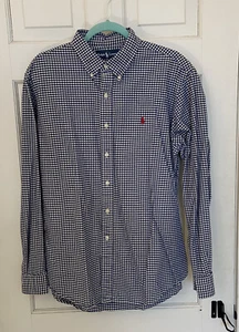 Polo Ralph Lauren Hombre Ajuste Personalizado Azul Cuadros 100% Algodón Talla XL - Imagen 1 de 4