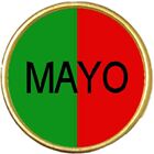 MAYO Irish County Ireland Gold Colour Round Badge And Velveteen Bag