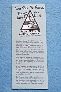 Palm Springs Aerial Tramway - Small Flyer - Picture 1 of 2