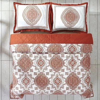 NIP VHC Brands Patina Rust Medallion Queen Quilt & Shams Set 3pc - Image 1 of 3