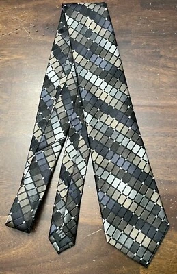 Corbata Kenneth Cole Reaction plateada/negra/dorada 100 % seda 58 pulgadas de largo Foto 1 de 4