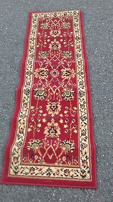  Alfombra Wilton Rectangular 62"x 20" Con Diseño Floral Hecha en Egipto Roja Foto 1 de 4