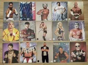 Lote de 15 fotos autografiadas de lucha libre 8x10 AEW WWE ECW caja de lucha profesional certificado de autenticidad - Imagen 1 de 6
