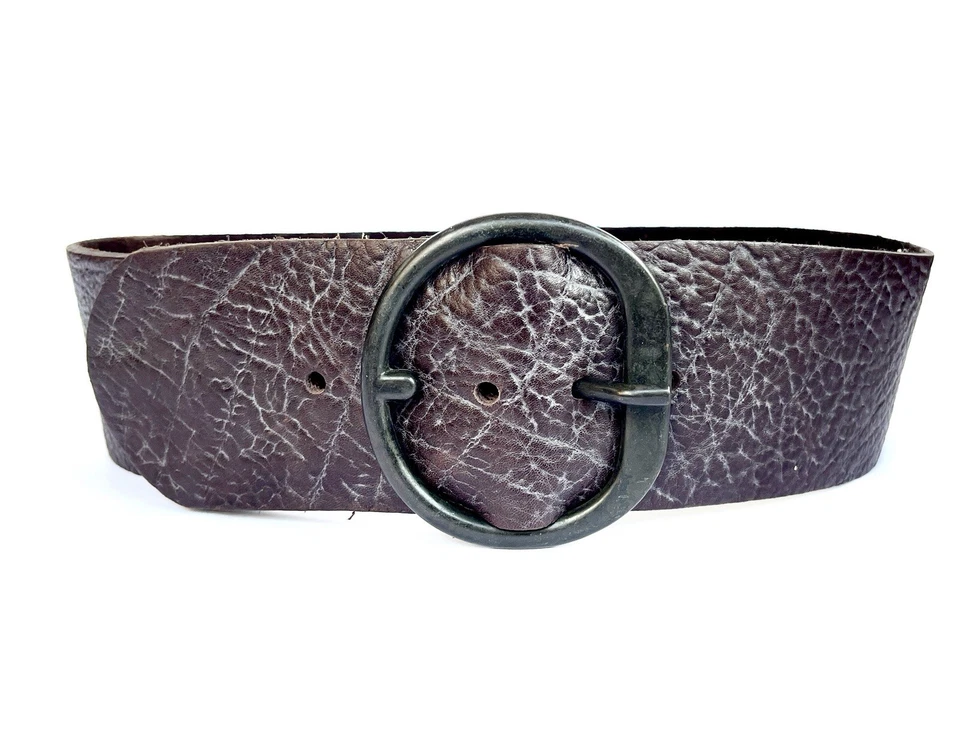 复古棕色 Frank & Eileen 皮革宽腰素色腰带。 30码 — 第 1/4 张图片