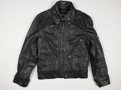 Chaqueta Polo Ralph Lauren Cuero Negra Bombardero Moto Corredor Motociclista RARA XS Foto 1 de 4