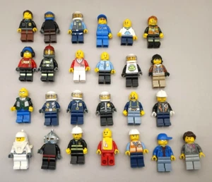 Lot (25) Random Authentic Lego Minifigures- Several Police, Firefighters, Knight - Picture 1 of 2