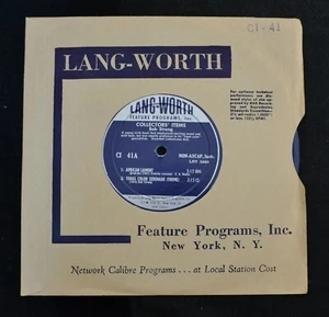 8"" BLAU VINYL Transkriptionsdisc Bob Strong LANG-WORTH 41 Oh Dear - Bild 1 von 1