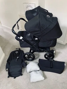 2021 Bugaboo Donkey3 DUO All Black Pram Stroller Refurbished Donkey 3 double - Picture 1 of 9