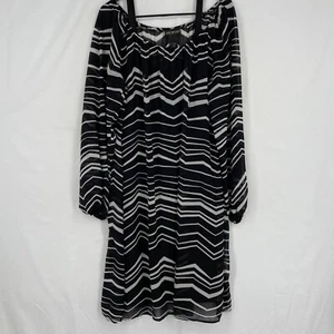 Lane Bryant Womens 14W 16W Midi Dress Sheer Black White Stripes Liner Slip - Picture 1 of 10