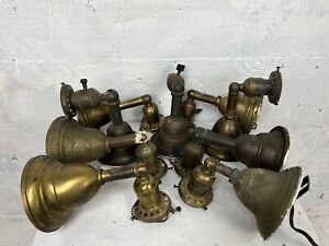Antique Lot Of 9 VICTORIAN 1900s BRASS Electric Wall SCONCES As Is W/ Fitters