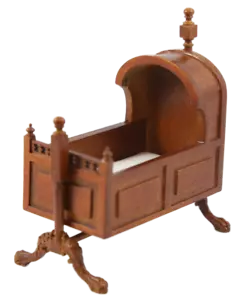 Dolls House Walnut Tudor Rocking Cradle Cot Crib JBM Miniature Nursery Furniture - Picture 1 of 10