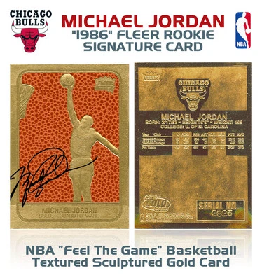 1996 MICHAEL JORDAN Fleer '86 ROOKIE Design NBA Feel The Game 23K GOLD Card MINT - Image 1 of 3