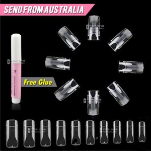 500pcs Clear False Half Cover Nail Tips Well Transparent Size 0-9 Extension 120 - Picture 1 of 8