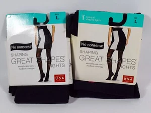 2 No nonsense Women's BLACK Opaque Shaping Tights Size Large - Picture 1 of 3