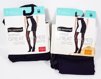 2 No nonsense Women's BLACK Opaque Shaping Tights Size Medium - Image 1 of 4