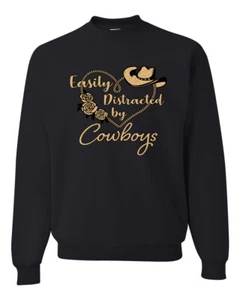 Sudadera Escote Redondo Easy Distracted by Cowboys Southern West Wild Unisex - Imagen 1 de 21