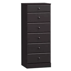 Astrid Black 6-Drawer Dresser 20 in. Chest of Drawers, Dresser for Bedroom, Blac - Picture 1 of 8