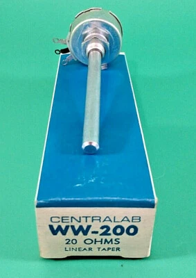 CENTRALAB WW-200 20 OHM 5W LINEAR TAPER POTENTIOMETER   - Image 1 of 4