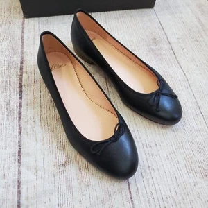 J.Crew Kiki schwarze Leder Flats Gr. 36,5 (6M), Neu mit Etikett - Bild 1 von 5