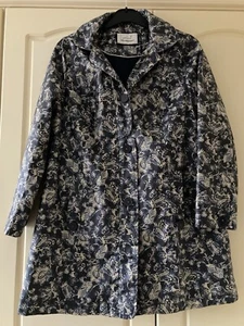 M&S Per Una Stormwear 14 Women Rain Coat Navy Floral Removable Hood - Picture 1 of 12